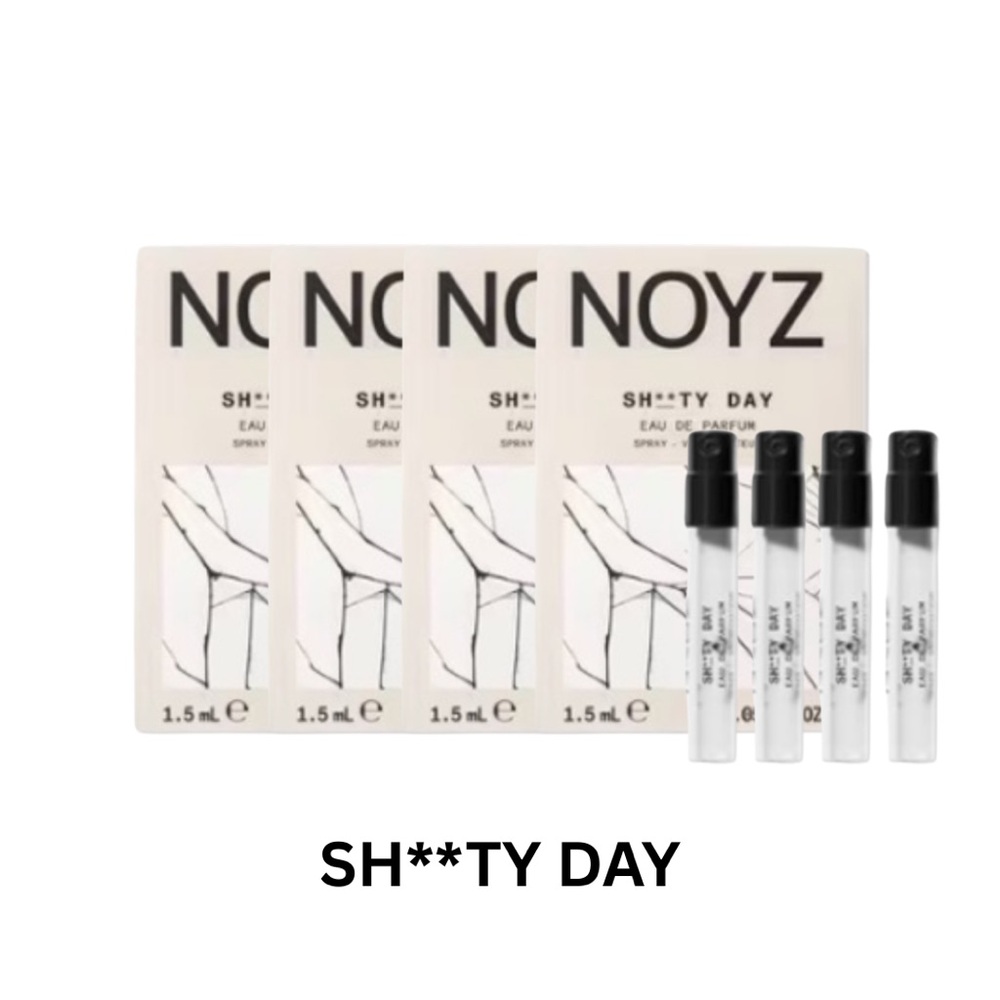 4 x NOYZ SH**TY DAY Eau de Parfum Sample Set - .05 fl oz ea. NEW ON CARD